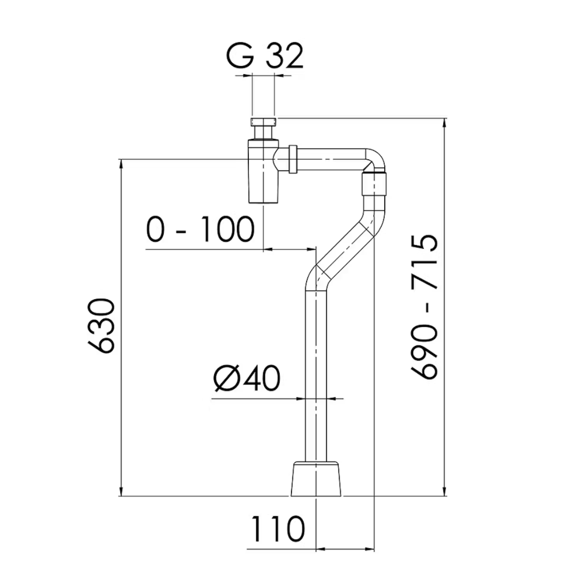 Purus S-bend G32xØ40 Chrome